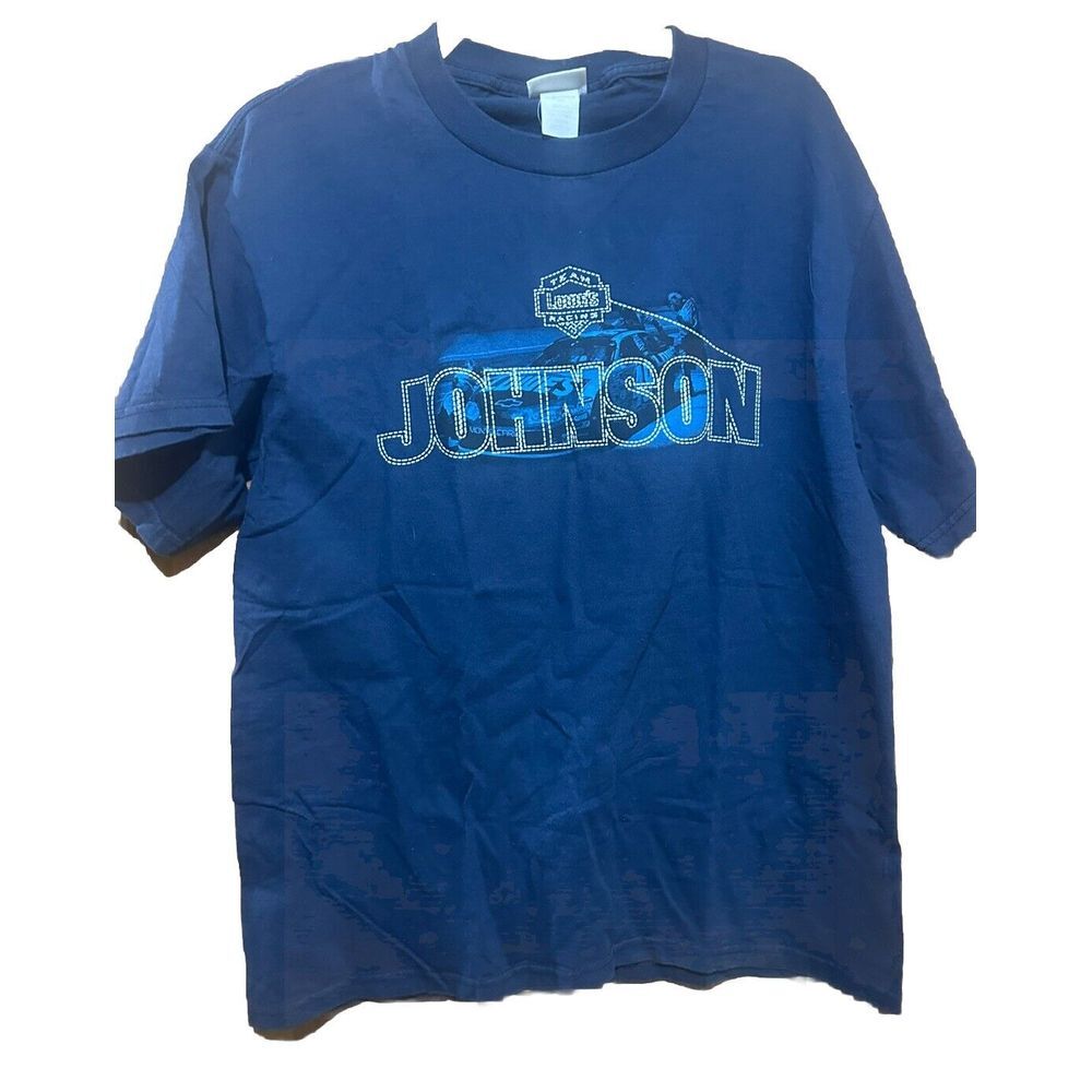 NASCAR Jimmie Johnson #48 Lowes Racing Team Navy Blue Two Sided Size Medium EUC